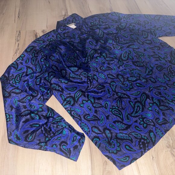 Vintage Lionel Victor Blue Paisley Blouse 13/14 - Picture 4 of 9